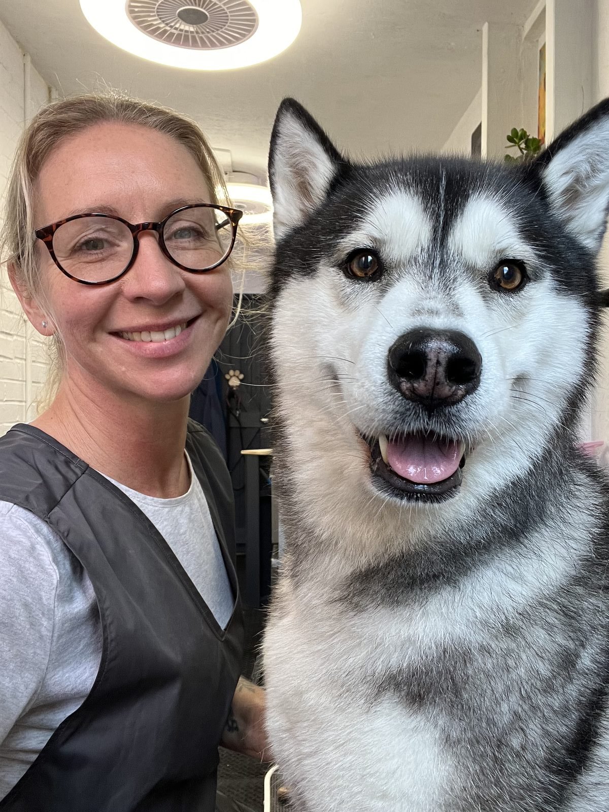 Nikki, founder of Lovely Dudley, with a husky client